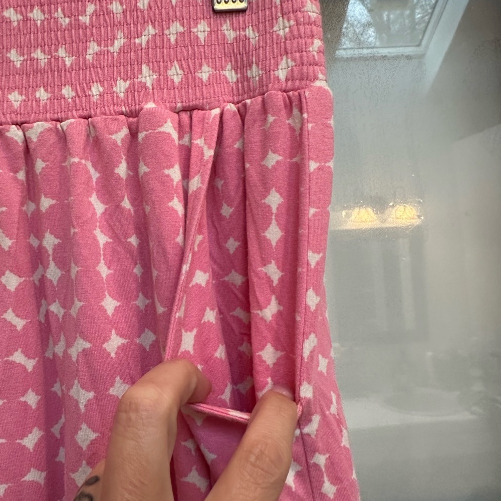 Boden Shabby Chic Preppy Pink & White Pull On A-Line Skirt Stretchy Size 8 Med - Picture 4 of 9